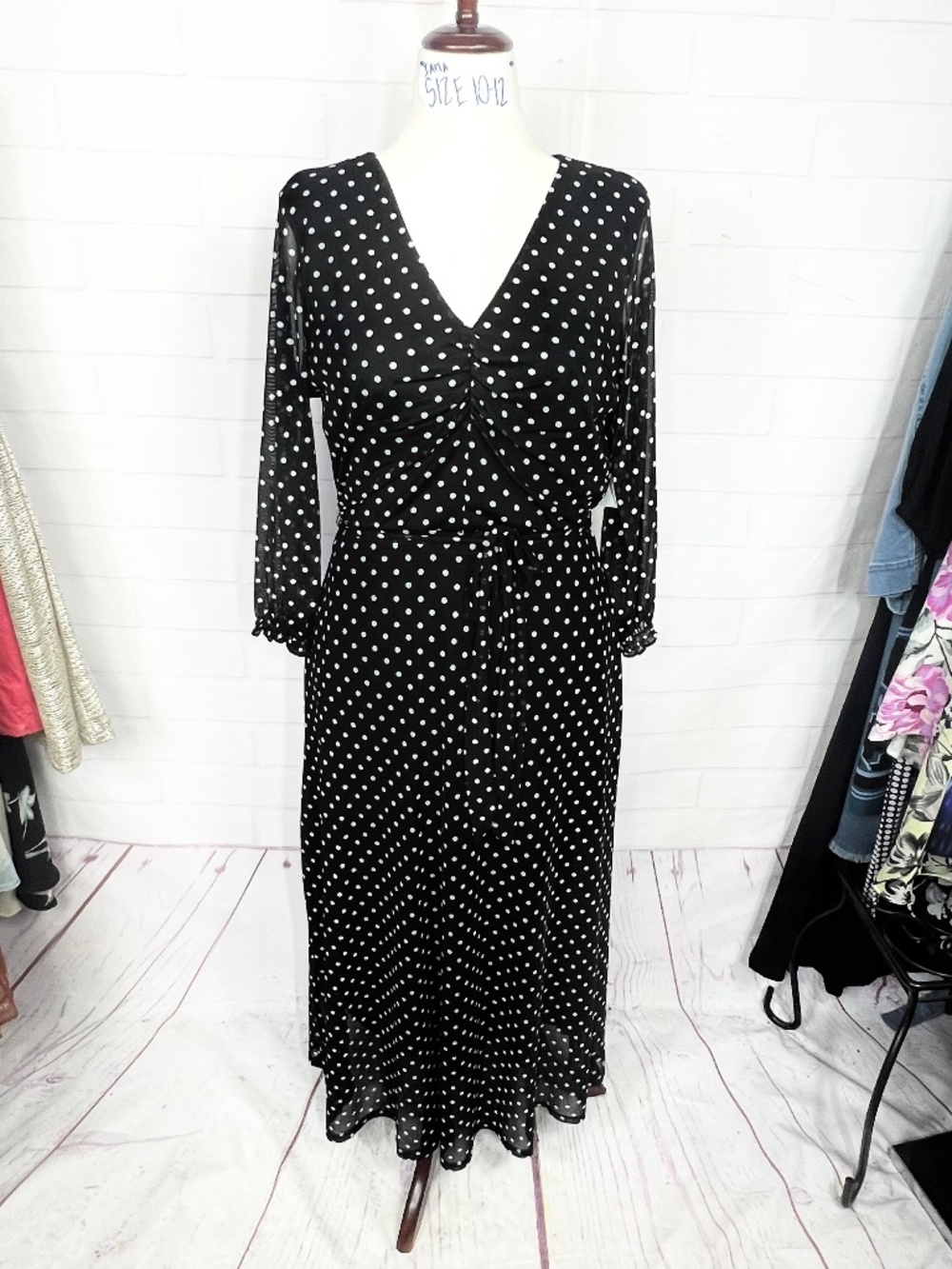 👗NWT🤩 |•HARLOW & ROSE•| Super Pretty Black & White Polka Dot Dress Size PL